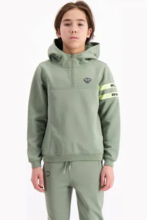 Black Bananas Sweater groen Jongens Polyester Capuchon Effen