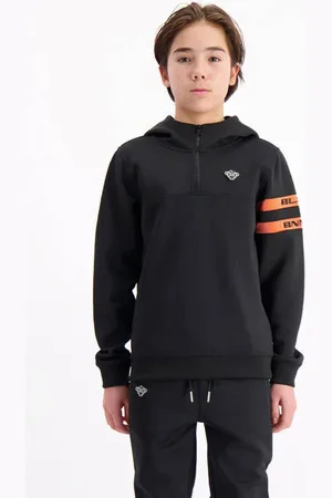 Black Bananas Sweater zwart Jongens Polyester Capuchon Effen