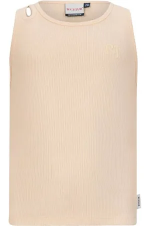 Retour Mouwloze top roze rib gebreid Meisjes Katoen Ronde hals Effen