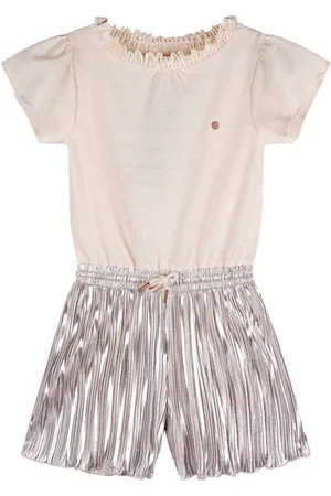 NoNo Ecru Playsuit Meisjes Polyester Boothals Effen