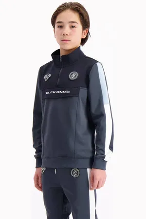 Black Bananas Sweater antraciet Grijs Jongens Polyester Opstaande kraag