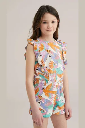 WE Fashion Playsuit Multi Meisjes Katoen Ronde hals All over print
