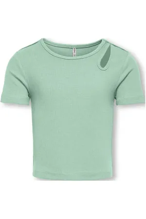 ONLY KIDS GIRL cropped top lichtgroen Meisjes Stretchkatoen Ronde hals