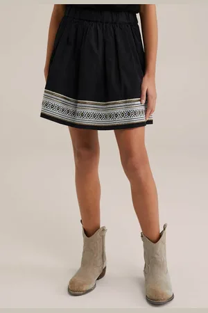 WE Fashion Korte rok zwart Meisjes Katoen All over print