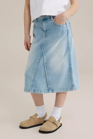 WE Fashion Spijkerrok Blauw Meisjes Stretchdenim Effen
