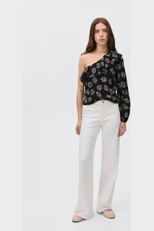 MANGO One shoulder top All over print
