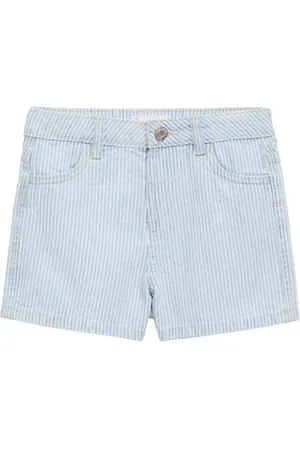 MANGO Denim short Blauw Streep