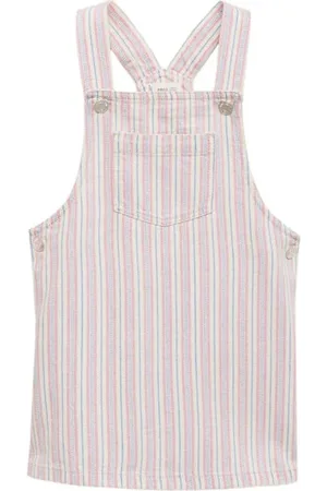 MANGO Spijkerjurk roze Meisjes Denim Vierkante hals Streep