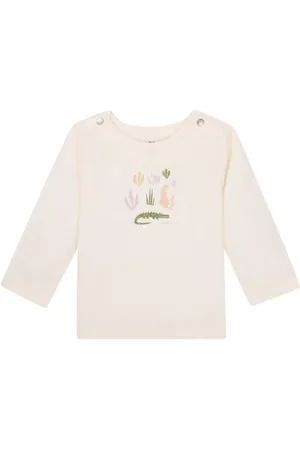 Noppies Baby longsleeve ecru Jongens/Meisjes Stretchkatoen Ronde hals Printopdruk