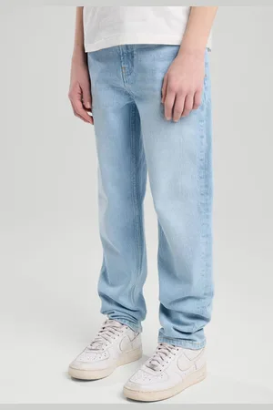 America today Relaxed waist tapered jeans blauw Jongens Denim Effen