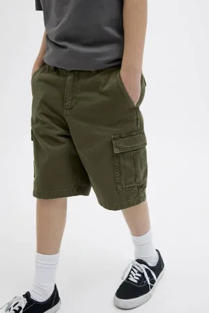JACK & JONES JUNIOR cargo short donkergroen Korte broek Jongens Katoen