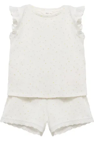 MANGO Shortama broderie Meisjes Katoen Ronde hals All over print