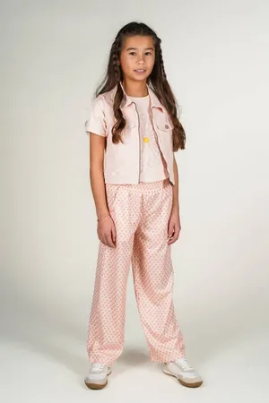 Moodstreet Loose casual broek roze Meisjes Polyester All over print