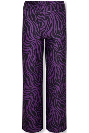 ONLY KIDS GIRL wide leg casual broek paars Meisjes Polyester Zebraprint