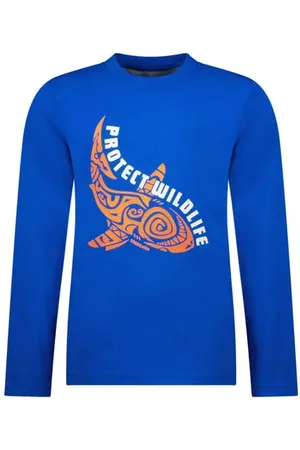 TYGO & vito Longsleeve blauw Jongens Katoen Ronde hals Printopdruk