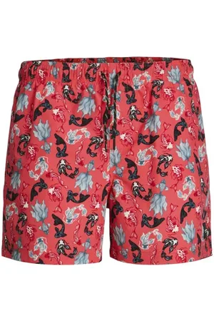 JACK & JONES JUNIOR zwemshort JPSTMAUI koraalrood Jongens Polyester All over print