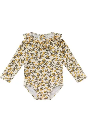Salted Stories UV bodysuit Lemons met ruches UV zwempak Meisjes Polyester Ronde hals