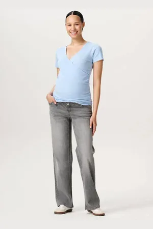 Noppies Maternity high waist zwangerschapskleding wide leg jeans Grijs