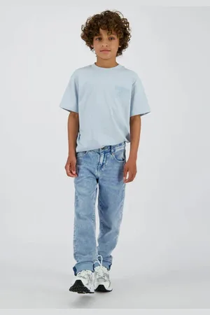 Vingino Straight leg jeans light blue denim Blauw Effen