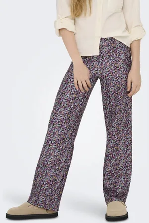 ONLY KIDS GIRL wide leg casual broek paars Meisjes Polyester Bloemen
