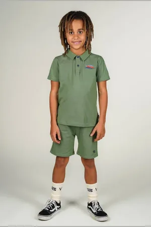 Moodstreet Polo kaki Groen Jongens Katoen Polokraag Effen