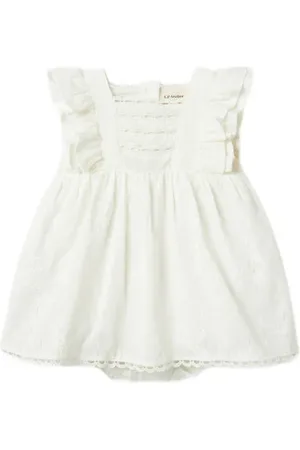 Lil Atelier BABY romperjurk NBFFIOLA Wit Meisjes Katoen Ronde hals