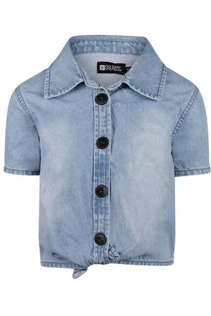 No Way Monday Blouse light blue denim Blauw Effen