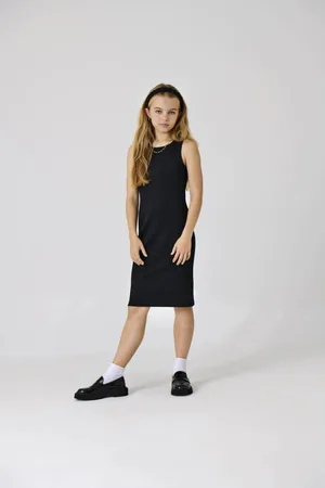 ONLY KIDS GIRL zomerjurk Meisjes Stretchkatoen Ronde hals Effen