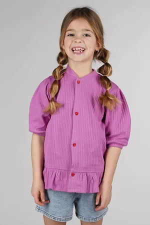 The New Chapter Blouse roze rib gebreid Meisjes Katoen Ronde hals Effen