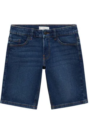 MANGO Denim short dark blue denim Blauw Effen