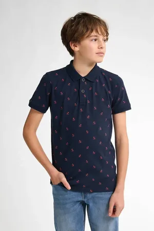 Petrol Industries Polo marine Blauw Jongens Katoen Polokraag All over print