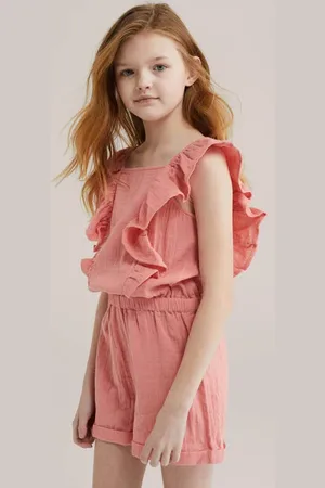 WE Fashion Playsuit roze Meisjes Katoen Vierkante hals Effen