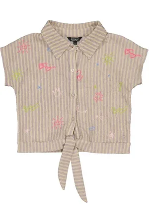 Quapi Blouse beige Meisjes Polyester Klassieke kraag All over print