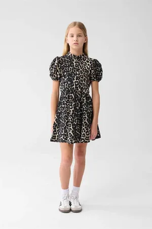 SHOEBY Blousejurk bruin Meisjes Viscose Button down Panterprint