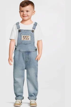 Your Wishes Wide leg tuinbroek blauw Jongens Denim Vierkante hals Effen