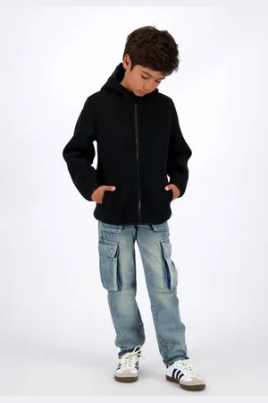 Vingino Jack zwart Jas Jongens Fleece Capuchon Effen