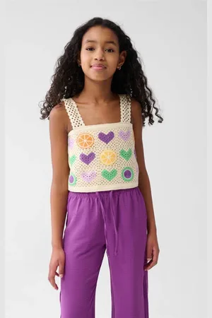 SHOEBY Cropped top gehaakt Meisjes Katoen Vierkante hals Grafisch