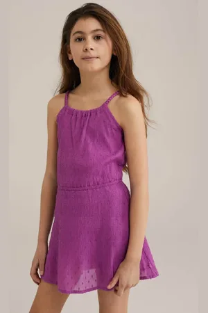 WE Fashion Korte jurk Meisjes Katoen Ronde hals Effen
