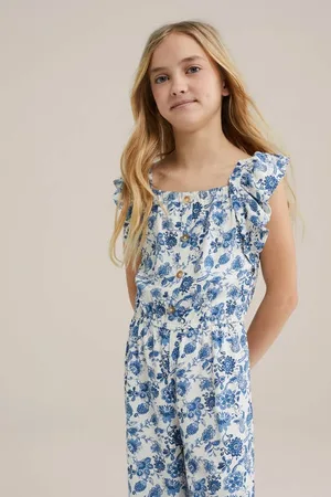 WE Fashion Straight jumpsuit Meisjes Viscose Ronde hals Streep