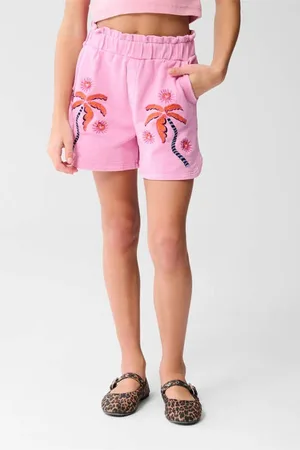 SHOEBY Regular sweatshort roze Korte broek Meisjes Katoen Effen
