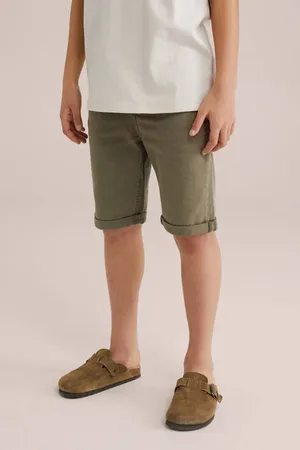 WE Fashion Straight denim short Groen Jongens Stretchdenim Effen