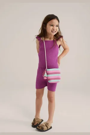 WE Fashion Mouwloze top rib gebreid Meisjes Viscose Ronde hals Effen
