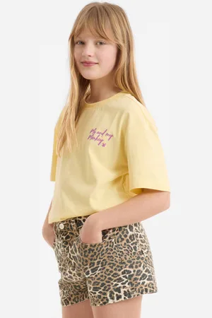 Me & My Monkey Denim short met panterprint Novi Korte broek