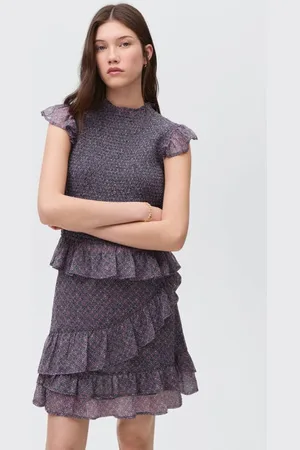 MANGO Mouwloze top donkerblauw Meisjes Polyester Ronde hals All over print