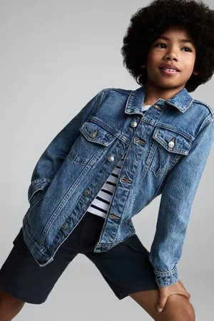 MANGO Denim spijkerjas Blauw Effen