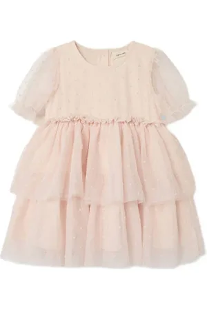 Lil Atelier MINI korte jurk rosé Meisjes Polyester Ronde hals Effen
