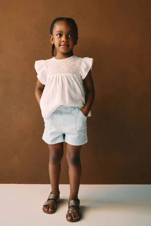 MANGO Denim short Meisjes Katoen Effen