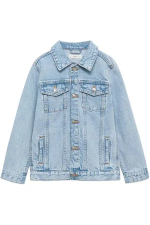 MANGO Denim spijkerjas Blauw Effen