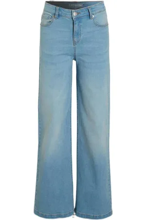 Anytime Wide leg jeans Blauw Meisjes Katoen Effen