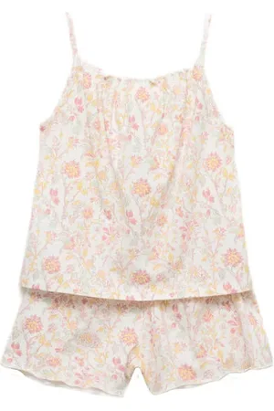 MANGO Shortama Meisjes Katoen Ronde hals Bloemen